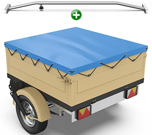 Tarpofix® Anhängerplane 130 x 105 cm + 1x Planenbügel | Anhänger Plane Flachplane aus PVC PLANENMATERIAL | Verstärkte HP DDR Anhänger Plane für Diverse PKW Hänger | Abdeckplane + Flachplanenbügel