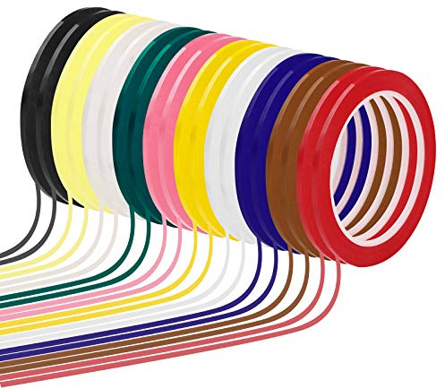 20 Rouleaux Bandes Graphiques Pour Tableau Blanc,Diagramme Ruban À Grille Marquage,10 Couleurs 3mmx66m Ruban Auto-Adhésif Coloré,Ruban D'art Mince Vinyle Rayures,Lignes Tableau Effaçable Sec,Isolati