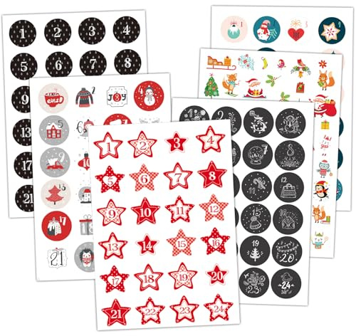 Adventskalender Zahlen Aufkleber