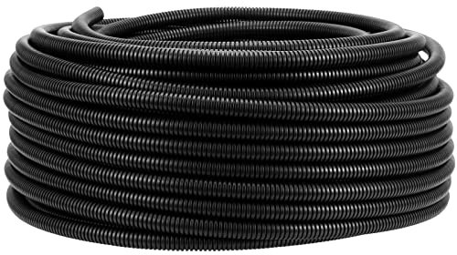 MUKCHAP 50M Flexible Corrugated Conduit Tube, 10mm ID x 13mm OD, Car Wire Protection Pipe Hose for Car Tubing/Trunking, Black