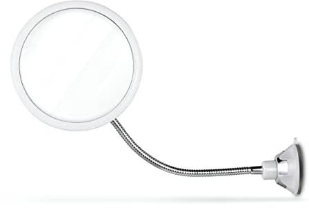 MIRRORVANA Flexible Round Fogless Shower Mirror for Shaving with Height Adjustable Gooseneck, 360° Swivel and Upgraded Suction, Shatterproof 6.7 Surface