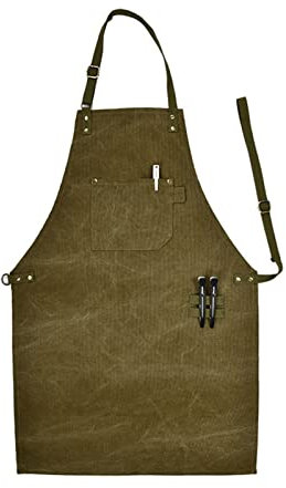 BATTTX Arbeiten Schürze,Tischlerschürze Schweißerschürze Wasserfest Canvas Werkzeugschürze Herren Damen, Perfekt For Garten Keramik Werkstatt Garage ( Color : Green , Size : XL )