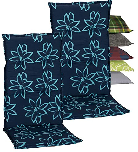 Beo® Barcelona Hochlehner Gartenstuhl-Auflagen 2er Set | Waschbar & UV-beständig | Öko-Tex Standard | Atmungsaktiv | Extra Dicke Sitzkissen Outdoor für Gartenmöbel