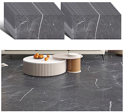 VEELIKE PVC Bodenbelag Marmoroptik Grau Vinylboden Selbstklebend Fliesen Marmor Fliesenaufkleber Bodenfliesen Klebefliesen Bad Boden Wasserfest Venylbodenbelag Schlafzimmer 1.5mm 60cm×30cm 24 Stück