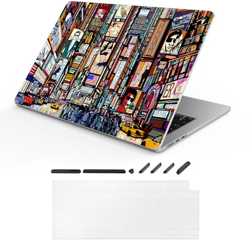 TeDaWen MacBook Hülle Kompatibel mit MacBook Air 15,3 Zoll 2025-2023 Release New (Modell: MacBook Air 15 A3241 M4 A3114 M3 A2941 M2 Chip), Hartschalengehäuse mit Tastaturabdeckung，Stadtgraffiti -7