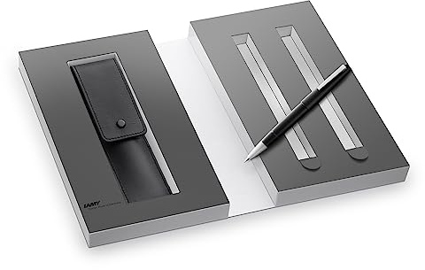 Lamy Lot de 2000 stylos à plume dans un étui en cuir noir mat - Pour un instrument d'écriture - Avec emballage cadeau