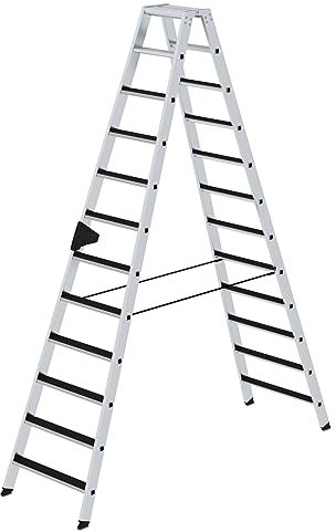 PROREGAL Stufen-Stehleiter | beidseitig begehbar mit Clip-Step | 2x12 Stufen | Leiter, Teleskopleiter, Trittleiter, Bockleiter, Sprossen-Doppelleiter