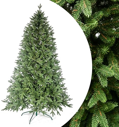 SMEREKA® Künstlicher Weihnachtsbaum 210cm Naturgetreue Spritzguss 100%, Made in EU - Tannenbaum Künstlich mit Ständer Metall - Künstlicher Tannenbaum Christmas Tree