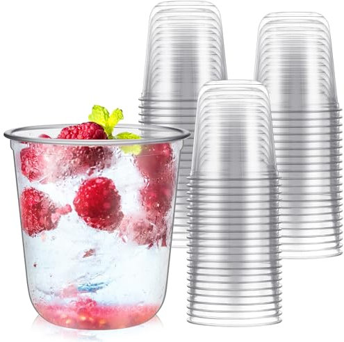 Ziliny 50 bicchieri usa e getta senza stelo da 350 ml, bicchieri da vino in plastica trasparente classica in PET trasparente, per riunioni, matrimoni, compleanni, cocktail, feste di Natale
