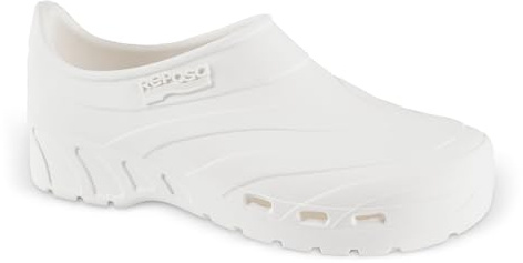 REPOSA Scarpetta - Scarpe Sanitarie Donna e Uomo in Gomma con Chiusura Tallone e Soletta Estraibile, Zoccoli Sanitari Donna e Uomo Anatomici e Antishock, Scarpe da Lavoro Sanitario con Fori Laterali
