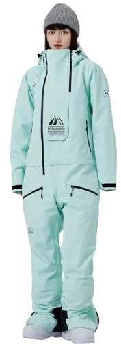 HOUZONIY Einteiler Skioverall Damen Schneeanzug Skioverall Skifahren Skianzüge Overall Jumpsuit Frauen Snowboard Skisuit Outdoor Sport(Grün L)
