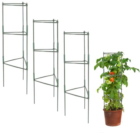 MoYouno Tomato Support,Set of 3 Climbing Vegetable Trellis Tomato Cages Planter Supports,Adjustable Garden Tomato Cage Frame,Assembled Freely Trellis for Climbing Vegetables Plants Flowers (120CM)