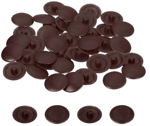 sourcing map 100PCS Screw Cap Covers, 12mm Waterproof Plastic Screw Decorative Caps for Phillips Cam Lock Nuts Self-Tapping Screws, Dark Brown