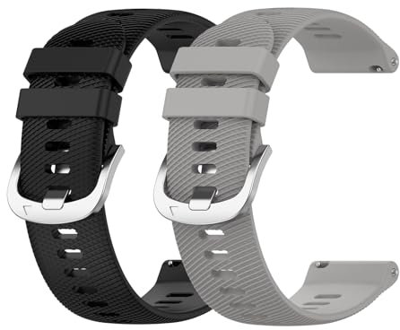 Garmcool 2 Stück 22mm Silikon Armband Kompatibel mit Garmin Forerunner 255/ Vivoactive 4 / Venu 3 Armbänder Schwarz Weiß Ersatz Sport Loop Uhrenarmband für Herren