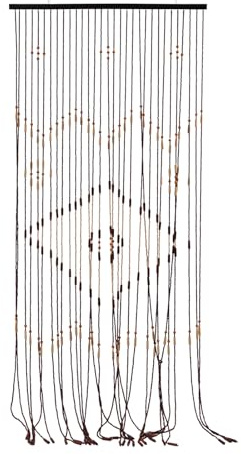 HuKaiL 90 x 208cm Bambusvorhang, 31Zeilen Bambus Türvorhang Schokolade Fadenvorhang mit Rautenmuster und Wellenmuster, Holzperlenvorhang für Türvorhänge, Dekorative Vorhänge und Raumteiler