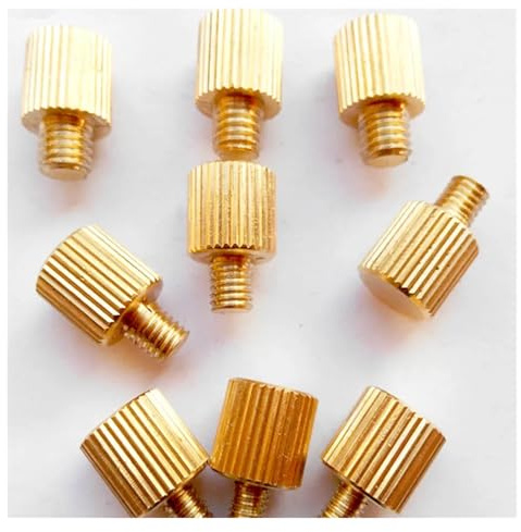 KSeSii 2 Stück M3 M4 M5 M6 Messing männlich weiblich Standoff Pillar Runde Rändelschraube Gewindehalterungen Spacer PBC Motherboard Pillar Platine Bolzenschraube(M4x10mm)