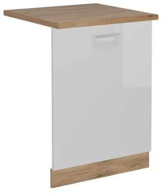 Vicco Panel Frontal R-Line, Blanco Alto Brillo, 60 cm, ET Roble, para combinación Libre Dentro de Sistemas de Cocina modulares