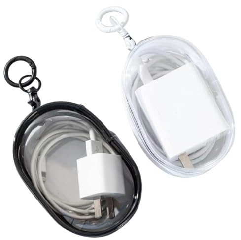 ZBKJYILF Kabel Aufbewahrungsbox, Travel Essentials, 2 Stück Durchsichtige Tasche für Kopfhörer, zum Ordnen von Datenkabeln, Ladegeräten, Ohrhörern