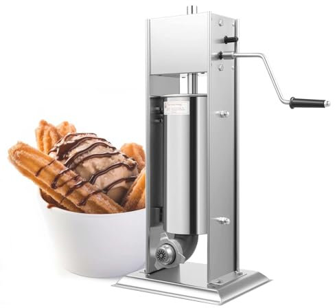 Machine à Churros Professionnelle, 5 L, Manivelle, En Acier Inoxydable, Pour Churros Espagnols, Beignets Et Desserts - Machine à Churros Verticale, Avec 4 Buses