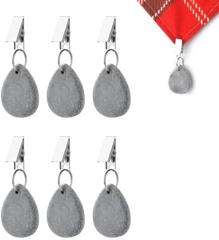 Hinapan 6 Stück Marmor Tischdeckenbeschwerer, Schwere Tischdeckenhalter mit Metallclips, Tischgewichte, Windfeste Tischdeckenclips für Hochzeit, Gartenparty, Picknick, Restaurant (Grau)