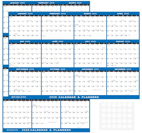 32 x 48 2026 Wall Calendar Folded Wet & Dry Erase 12 Month Annual Yearly Wall Planner Vertical-Horizontal,Reversible