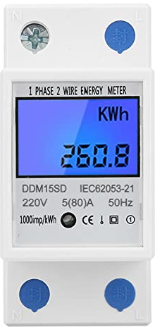 Asixxsix Contore di Energia Digitale Monofase, Tester Retroilluminazione Monitor LCD Utilizzo ElettriceZa, AMPEROMETRO 220V/230v Voltmetro di Potenza AMPEROMETRO TENSIONE AMP WATT KWH