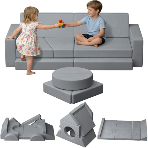 JUOIFIP Sofá Modular para niños, sillón para bebés de 15 Piezas, sofá Cama Mullido de Terciopelo Cristal para Dormitorio, salón, Sala de Juegos, Regalo de cumpleaños.