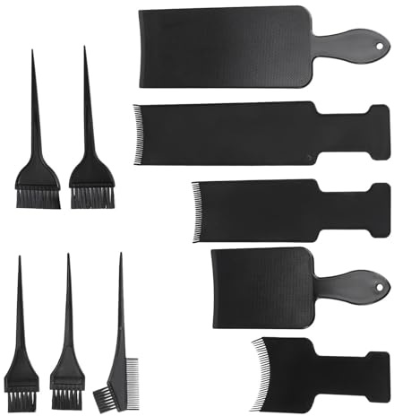 IWOWHERO 10 pièces Kit pour Coloration Cheveux avec Planches à Mèches et Pinceaux Ensemble Professionnel pour Salon et Domicile Outils pour Mèches Balayage et Teinture Précise