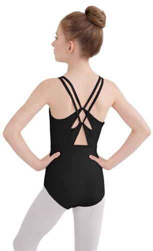 Haloumoning Girls Ballet Leotards Kids Crisscross Straps Camisole Leotard Gymnastics Dance Outfits 5-14 Years