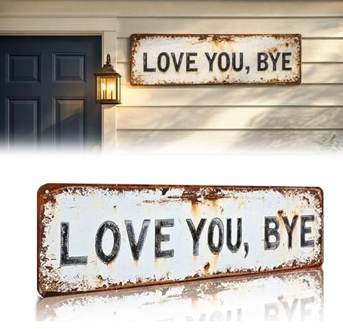 Love You Bye Sign, Vintage Metal Wall Sign, Love You Bye Metal Signs, Hallway Entryway Door Signs Decor, Farmhouse Style Hanging Plaque for Decoration (1PC)