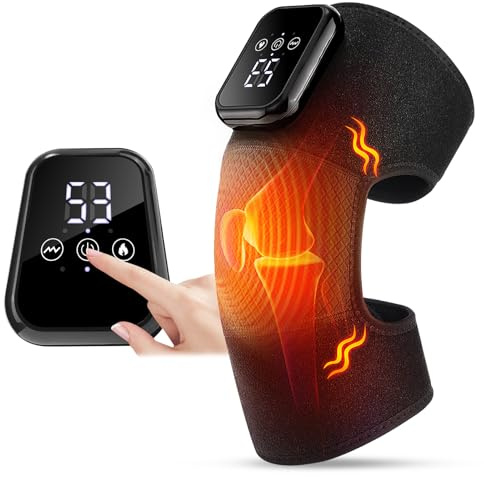 Knee Massager, Heated Knee Support with Massage, Knee Massager Heat and Vibration for Arthritis, Cordless Heating Massager Wrap with Infrared for Elbow/Shoulder Relax, Joint Stiff/Muscle Strain