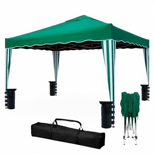 Gazebo Pieghevole 3x4 M in Acciaio con Telo Idrorepellente 160 g/m² Anti-UV Struttura Robusta Apertura Rapida a Fisarmonica con Borsa e 4 Sacche Zavorra per Giardino Fiere Eventi Piscina (Verde)