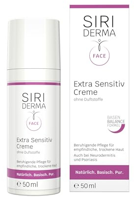 SIRIDERMA Extra Sensitiv Creme | Basische Gesichtscreme für sensible, sehr trockene Haut | Auch bei Neurodermitis, Psoriasis (ohne Parfum, 50 ml)