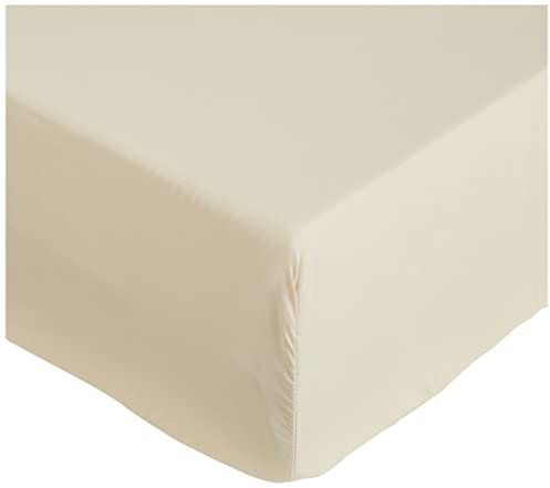 Amazon Basics Spannbettlaken, 140 x 200 x 30 cm, Mikrofaser, Spannbetttuch - Matratzenhöhe bis 30 cm, Beige