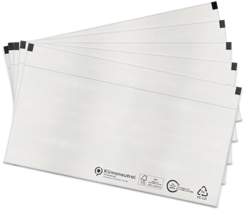 verpacking 1000 Lieferscheintaschen Transparent 225 x 110 mm DIN Lang selbstklebend Dokumententasche für Rechnungen, Lieferschein und Dokumente