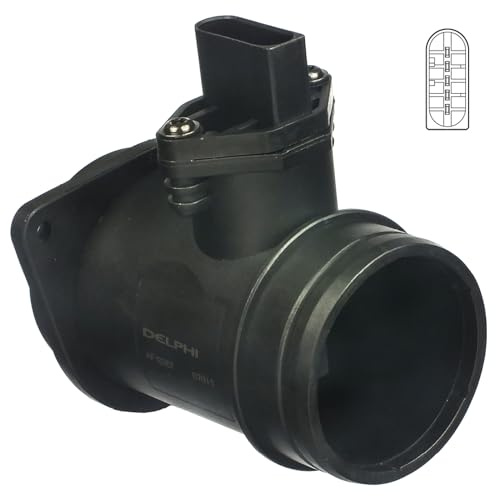 DELPHI AF10267-12B1 Luftmassenmesser/Luftmengenmesser LMM 12V 5-Polig Kompatibel mit VW Transporter IV Bus 70B, 70C, 7DB, 7DK, 70J, 70K, 7DC, 7DJ 028906461 028906461X AF10267