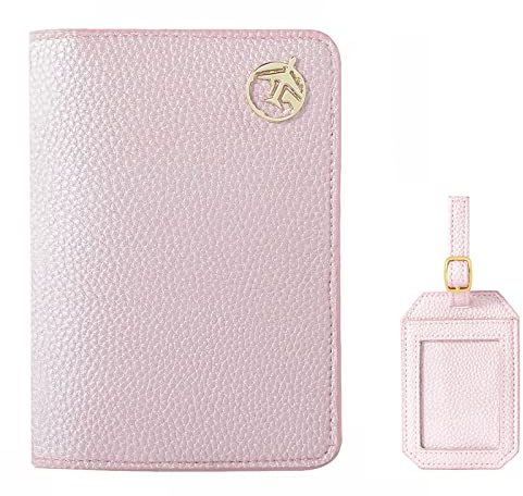 Lychii Reisepass Schutzhülle, Passport Holder für Damen Herren, PU Leather Reisebrieftasche Travel Wallet Organizer für Kreditkarten, Ausweis und Reisedokumente (Rosa)