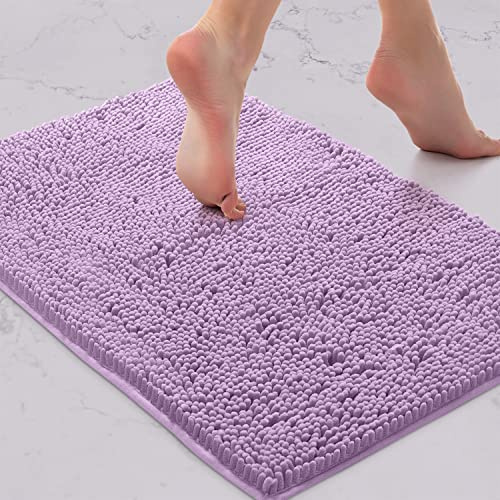 LuxUrux Tapis De Bain-Tapis De Salle De Bain Douche en Peluche Extra-Doux, Matériau en Microfibre Chenille 1 ``, Tapis De Bain Shaggy Super Absorbant |Lavande|15 X 23