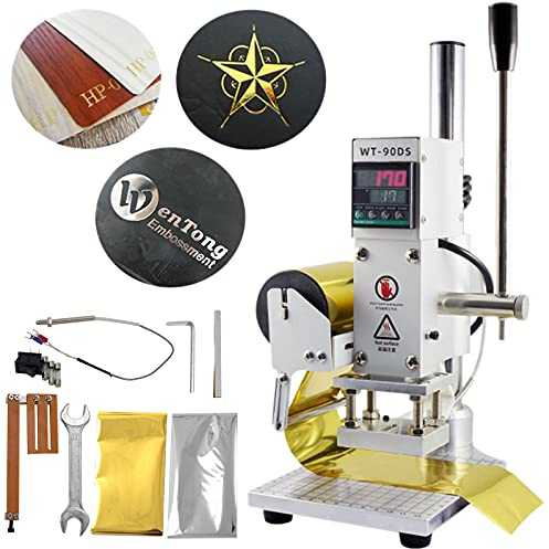 VEVOR Heißfolienprägemaschine 10 x 13 cm Heißfolienprägung Maschine, 300 W Hot Foil Stamping Machine mit Skala, Positionierungsschieber, LCD-Bildschirm, Leather Bronzing Printing, Bronzing Machine