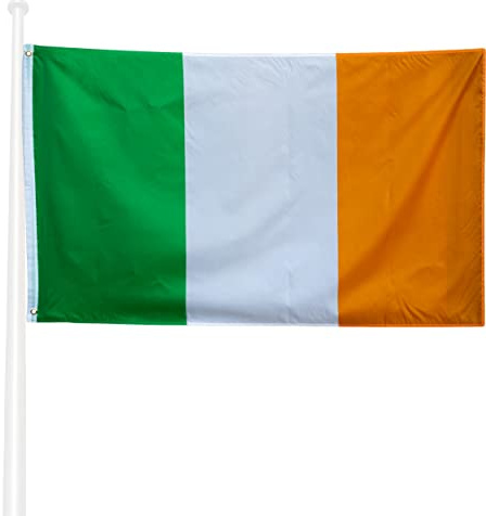 KliKIl Irland flagge 90x150cm - irisch Flagge Fahnen Fanartikel Wetterfeste irisch Nationalflagge mit Messingösen leuchtenden Farben und UV-beständig für den Außenbereich Ireland
