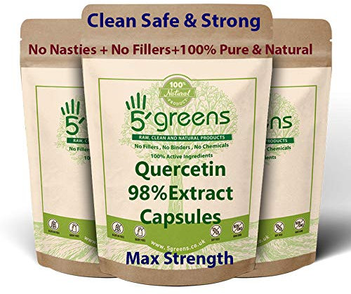 Quercetin 500mg Capsules 98% Extract 120 Vegetarian Capsules, 100% Natural - NO Chemicals or SYNTHEIC FILLERS OR Binders