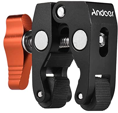 Andoer Super Clamp Tripod Clamp Crab Pliers Clip with 1/4 Inch & 3/8 Inch Screw Hole for DSLR Rig LCD Monitor Studio Light Camera Magic Arm, Orange