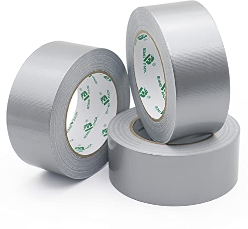 BOMEI PACK Reinforced Duct Repair Tape,Gaffer Tape,3 Rolls 48mm x 32m Silver Waterproof Premium Sticky Heavy Duty Tape for Repairing,Sealing,Bundling,Office Home Strapping