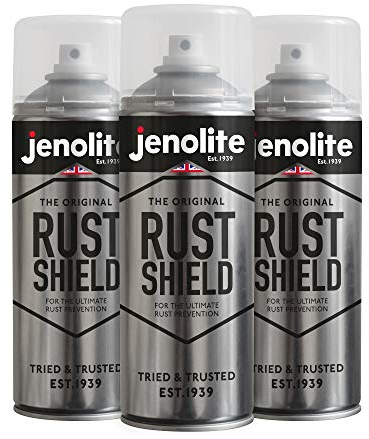 JENOLITE Rust Shield Clear Lacquer Spray | 3x400ml | Rust Prevention Spray | Protects Against Rust & Corrosion On Metal | Ideal for Cars, Motorcycles, Ornaments, Bare Metal & Paintwork | Weatherproof