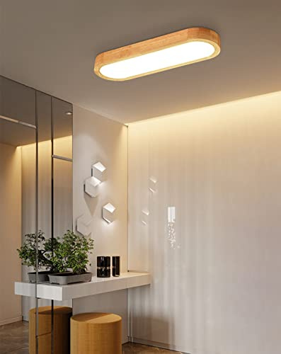 ACMHNC Holz LED Deckenlampe Rustikale Innen Deckenleuchte aus Holz 4000K Holzlampe Decke Deko für Esszimmer Flur Treppenhaus Bad Balkon (C)