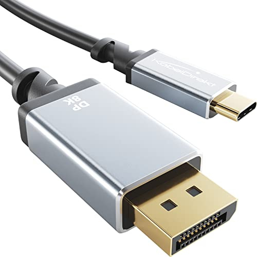 KabelDirekt – USB-C-auf-DisplayPort-Kabel – 1,8m – 8K, DP 1.4, Metall | USB-C auf DisplayPort 1.4 mit Vollmetallsteckern – 8K@60Hz, USB 3.1, Thunderbolt 3 – Laptop/Smartphone auf Monitor