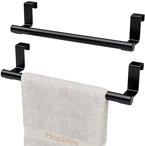 HapiRm Over Door Towel Rail - Kitchen Towel Holder for Cabinet Door, 2 Pack | Stainless Steel Kitchen Towel Rail No Drilling, Bathroom Towel Storage with Protective Pads, 23.5CM Rustproof Towel Rack