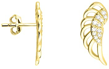 SOFIA MILANI - Damen Ohrringe 925 Silber - vergoldet/golden & mit Zirkonia Steinen - Flügel Engel Ohrstecker - E1850