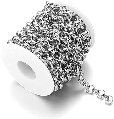 Jaydis 4,6m Aluminium-Panzerketten 5x1,5mm O-förmige Kettenglieder Silber mit Spule für Bastelarbeiten Armbänder Schmuckherstellung