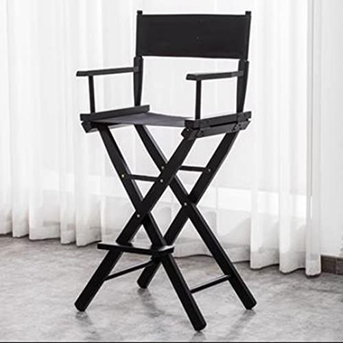 DIBAKO Regiestuhl Holz Directors Chair 75cm Klappstuhl Faltbar Make-up Stuhl Für Künstler Actors Makeup Artist Direktor Stuhl Klapphocker Mit Armlehnen (Color : Black, Size : 75cm)